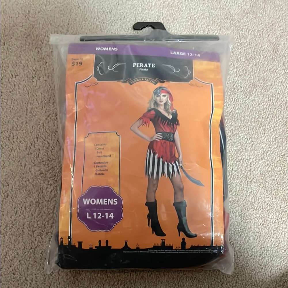 Gothic Red and Black Pirate Costume with Flared Design